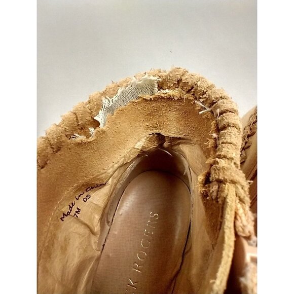 Jack Rogers Boots Womens 7 Tan Suede Embroidered Ankle Side Zip Low Heel - Picture 8 of 13